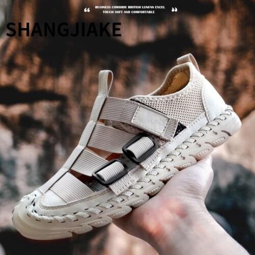 Mens Sandals Summer 2021 New Tide Baotou Mesh Sandals Mens Breathable Soft Bottom Non-slip Mens Outdoor Beach Hole Shoes