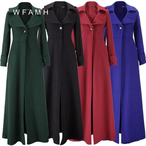 European and American womens 2020 autumn and winter new Nizi jacket turtleneck wool long version was thin and slim long trench