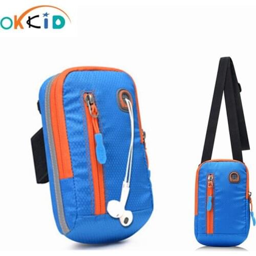 OKKID Women Mini Shoulder Bag Sport Arm cell phone Bag female running key bag with earphone jack Small Crossbody Bags for women