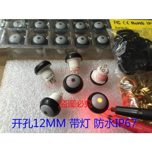 Original new 100% T00 WE1 button switch opening 12MM reset button with red light waterproof IP67 normally open