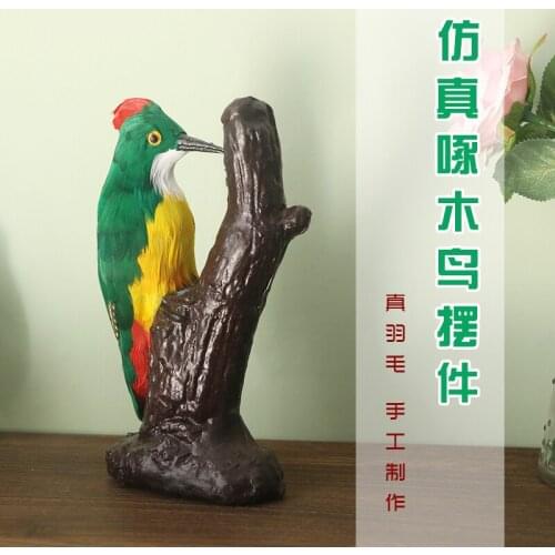 Plush animal woodpecker teaching model home decoration handicraft
