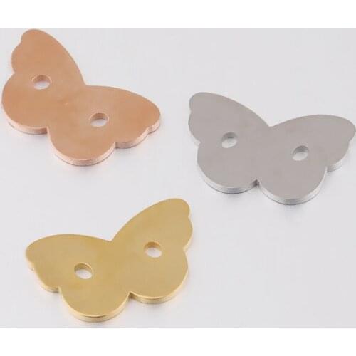100% Stainless Steel Butterfly Charm For Jewelry Making 2 Hole Metal Butterfly Connector Mirror Polished Wholesale 20pcs