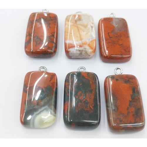 1pc Natural Agates Red Stone Charms Womens Jewelry Making Oval Shape Rectangle Pendant Chain for DIY Necklace Accessories Wicca