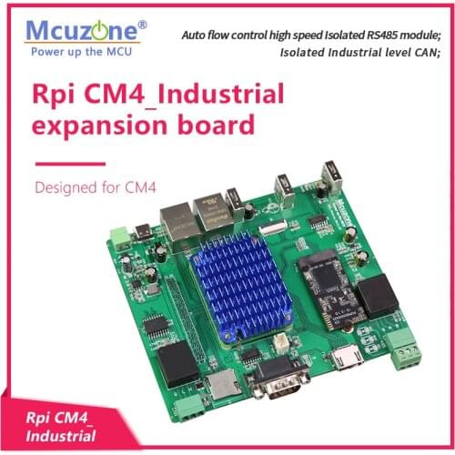 RPi CM4_Industrial expansion board, Dual Ethernet,Iso CAN, Iso RS485, RS232, HDMI, 7-40V input, M.2 M SSD, USB, CSI