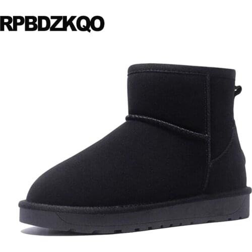 Plus Size Short Round Toe Big Winter Snow Boots Gray Flat Women Fur Comfortable Fashion Black Brown Suede Shoes Slip On 2021