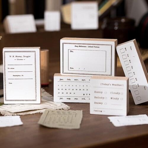Retro Week/Monthly Plan Time Planner Record Calendar Wooden Rubber Stamp Set DIY Scrapbooking Cards Decoration Embossing