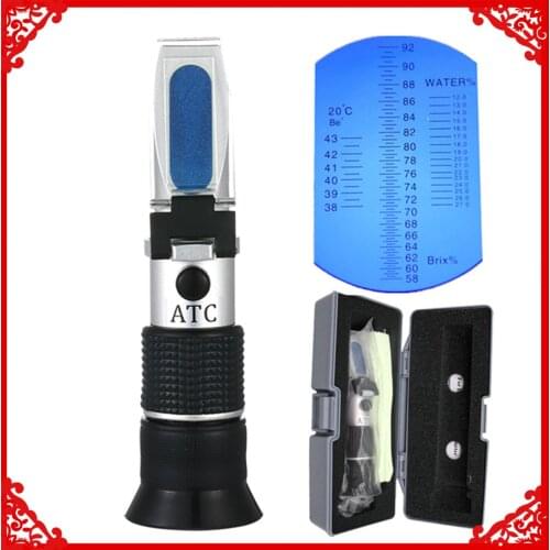 RHB-90ATC 58-92% brix sugar Refractometer baume water content tester beekeeper Honey beer Sugar Brix Meter Hand held honey 60%of
