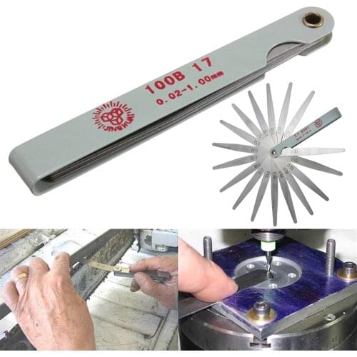 Feeler Gauge With 17 Blade Thickness Steel Metric Gap Measuring Tool 0.02 To 1mm For Feeler Gauge Valve Shim Use