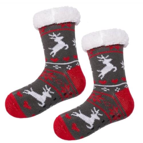 New Arrival Thermal Fleece Winter Slipper Socks Deer Warm Cozy Fuzzy Fleece-lined Knee Highs Winter Sock for Christmas Gift