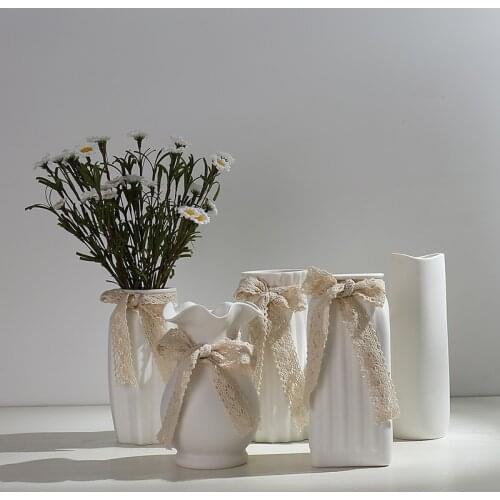 Vase Ceramics White Fresh Dry Flower Home Decor горшок для цветов Modern Decoration Of Flower Arrangement Living Room декор