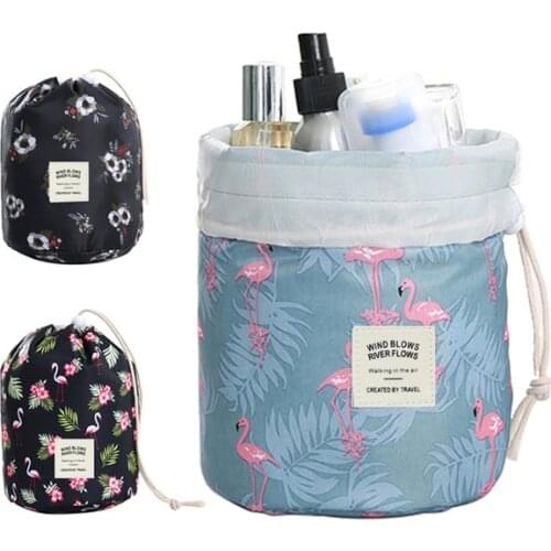 Large Capacity And Multifunctional Barrel Shaped Travel Cosmetic Sac Tolietry Bucket Bags Beauty Bag Drawstring Makeup Pouch