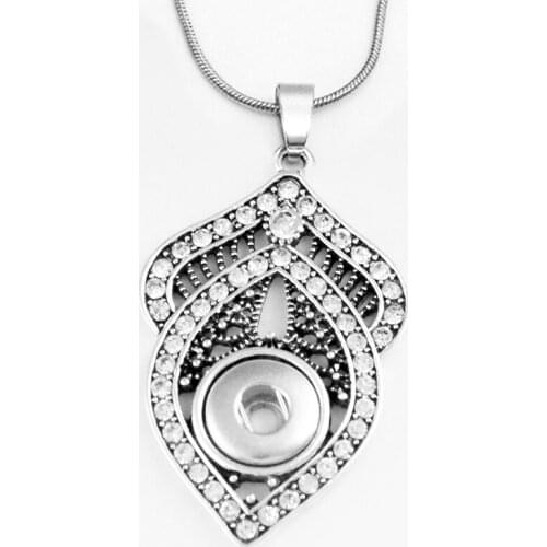 XH779 12mm moon TREE Snap Button Jewelry Necklace snake chain