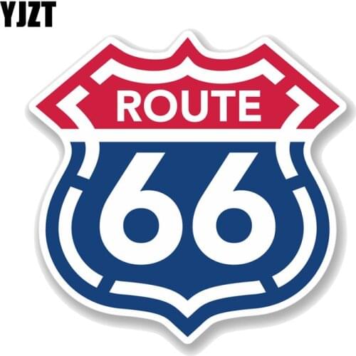 YJZT 13.5CM*13.2CM Flag America Travel USA Route 66 PVC Motorcycle Car Sticker 11-00735