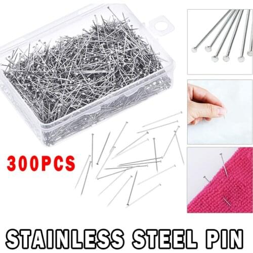 35mm 300pcs Stainless Steel Headpins Flat Head Pins For Jewelry Making Sewing Fixing DIY Crafting Tool Kit