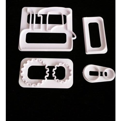 DropShipping 4Pcs/Set Cake Cookie Plunger Cutters Fondant Cake Molds Vehicles Theme Cake Decorating Baking Tools