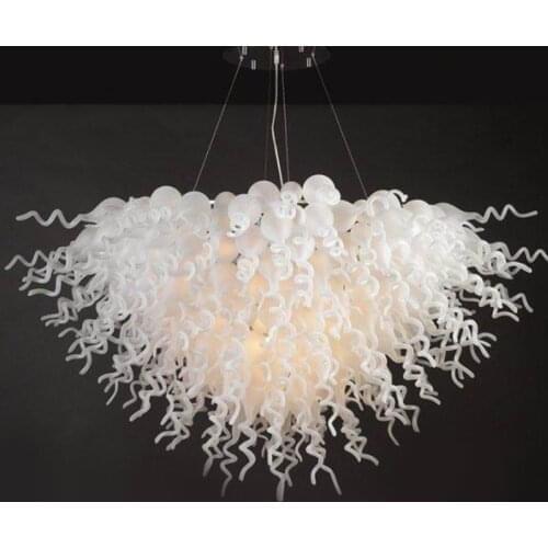 European Design Pendant Lamp Milk White Shade Murano Glass Chandelier 40 by 28 Inches Table Top Lighting