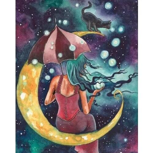 GATYZTORY 60×75cm Painting By Numbers Moon And Girl Paint By Number Figure On Canvas Home Decoration DIY Gift Wall Art Picture