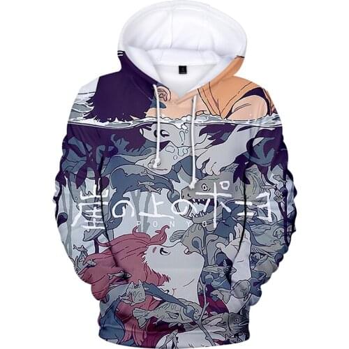 Kawaii Kids Hoodies 3D Print Ponyo on the Cliff Fashion Casual Sweatshirts Hot Sale Harajuku Long Sleeve Pullover Clothes