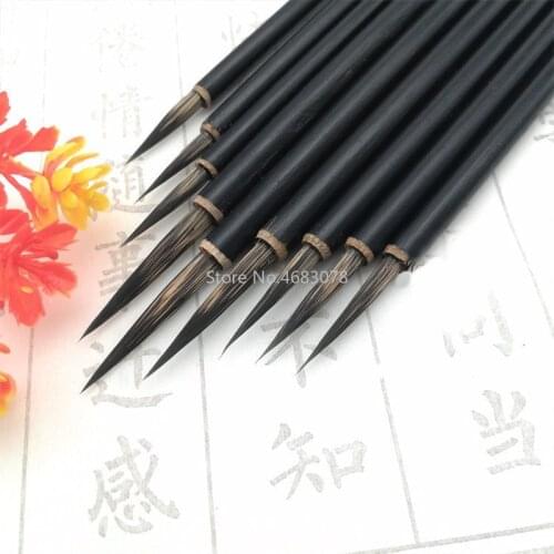 3pcs/set Black Hook Line Fine Paint Brush Chinese Calligraphy Brush Pen Weasel HairPaint Brush Art Stationary Oil Painting Brush