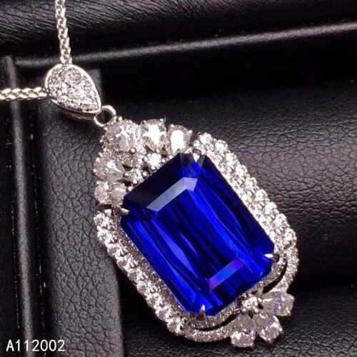 KJJEAXCMY fine jewelry natural sapphire 925 sterling silver new women gemstone pendant necklace chain support test trendy