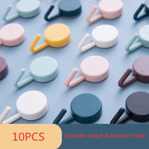 10pcs Nail-free Paste Hook Towel Hook PC Wall Hanger Home Bathroom Kitchen For Towel Key