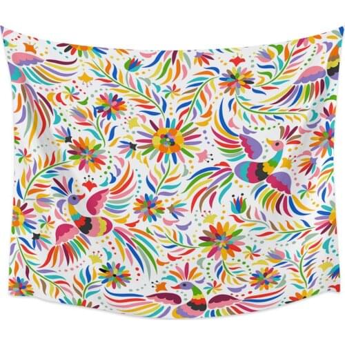 Mexican Painting Pattern Flower Bird Flower Art Wall Tapestry Beach Towel Home Decoration