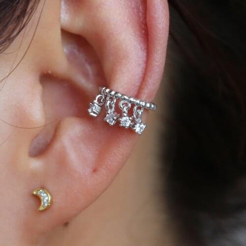 New Arrival Fashion Luxury CZ Fringe Ear round cz drop Ear Cuff Wrap Sweep Earrings 1pc warp elegance delicate minimal earring
