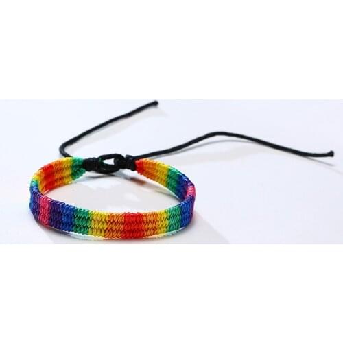 Gay Rainbow Bracelet 2 Pieces LGBT Pride Handmade Woven Rope Braided Strap Friendship Jewelry Gift