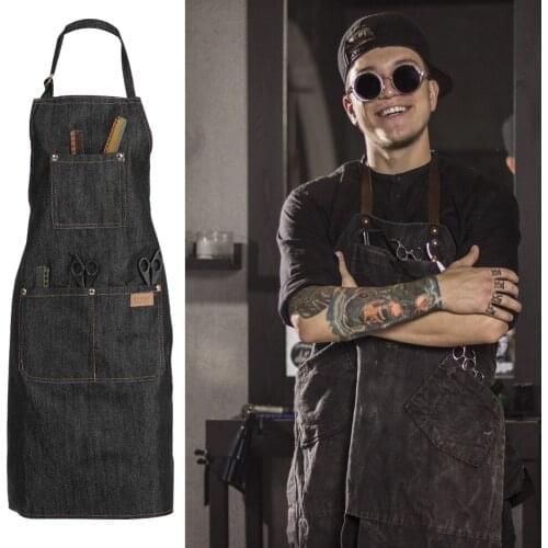 Adjustable Salon Hair Cutting Hairdresser Barber Denim Haircutting Apron Cloth For Woman Men Baking Restaurant Kitchen Cooking
