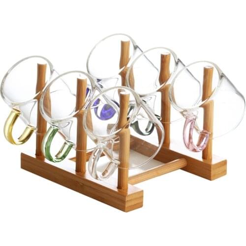 Glass Tea Cup Thickened Transparent Heat-resistant Belt Small Household Set 4 pcs,6 pcs,holder,100ml,120ml