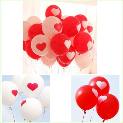 10pcs 12" Lovely Round Heart Ballons Valentines Red Balloons Heart Latex Ballons Wedding Engagement Propose Marriage Balloons