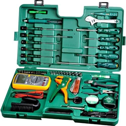 53 Pieces of Telecommunications Tools Electrician Special Set Toolbox Home Hardware Tools Comprehensive Combination