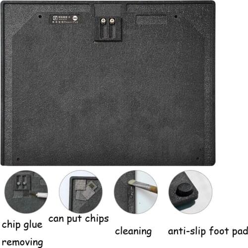 Amaoe M80 Repairing Pad with Buckle Quick IC Chip Glue Removing Synthetic Stone Pad Non-Slip Black Mat for Phone Repairing