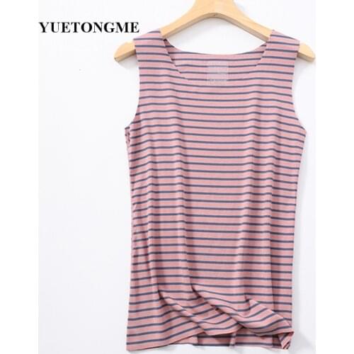 Seamless modal camisole womens summer outer wear thin large size bottoming shirt sleeveless Striped women tank top T070
