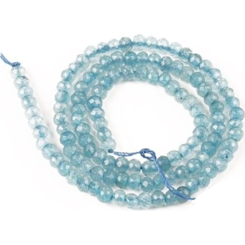 Bulk Wholesale Natural Stone Faceted Flat Blue Jades Beads Round Loose Beads 2-4mm for Jewelry Making Accessories Bracelet DIY