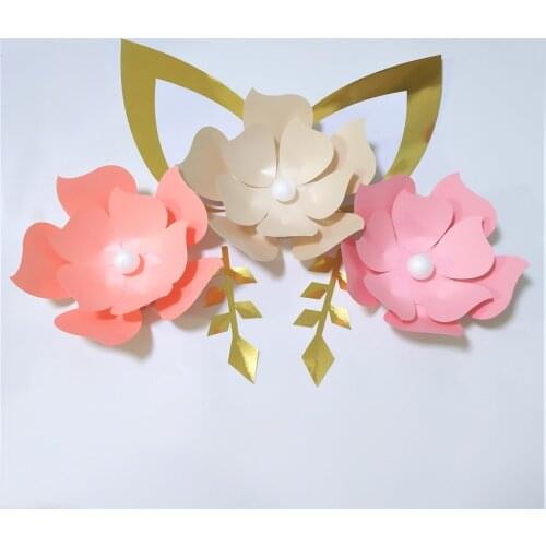 Cardstock Rose DIY Easy Paper Flowers With Ears leaves Set For Baby Nursery Wall Flower Decor Shower Birthday Video Tutorials