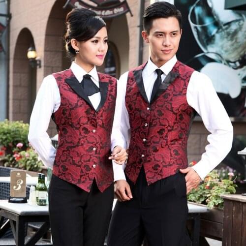 Hotel Uniform Men Wiater Uniform Western Restaurant Vest Women Night Club Waitress Uniform Bar Men KTV Waiter Work Wear 89