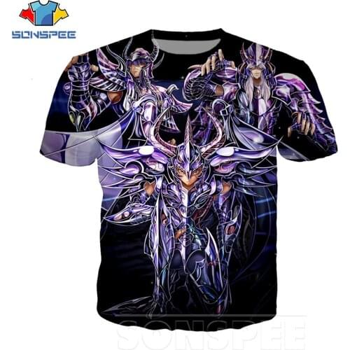 SONSPEE 3D Print Tshirt Anime Saint Seiya Women Men Tshirt Harajuku Funny O Neck Pullover Casual Summer Fashion Short Sleeves