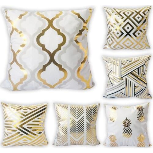 Geometric Bronzing Cushion Case Pineapple Home Decoration Pillow Cases Lattice Cushions Cover 45*45Cm Living Room Pillows Covers