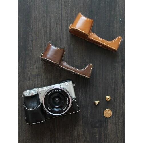 Camera Pu Leather Case Bottom Opening Version Protective Half Body Cover Base For Sony A6600 Cover With Battery Opening