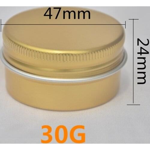 10/30/50/100pcs 30g 30ML Aluminum Tins Cream Boxs Cosmetic Containers Hair Wax/Handmade Soap Pots Golden Threaded Aluminum Box