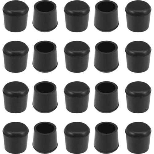 Round Chair Leg Tips Caps Pads Wood Floor Protectors Furniture Table Feet Covers 20pcs Black