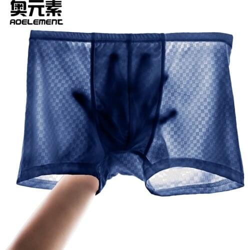 Summer breathable mesh ice silk mens underwear men boxer shorts mesh boxer shorts mens shorts panties