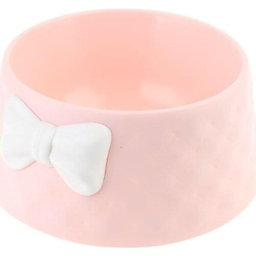 Cute Pet Feeder Rhombus Texture Bow-knot Candy Color Small Dog Cats Bowl