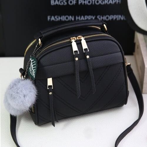 Fashion Tassel Messenger Bags With Ball PU Leather Handbag For Women Girl Female Shoulder Bags Ladies Party Crossby Bag