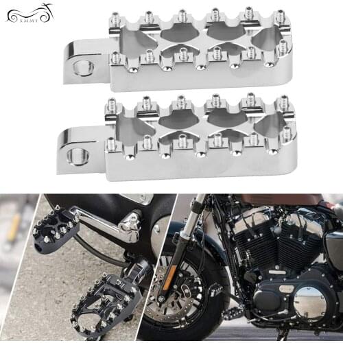 2X Motorcycle Chrome CNC Rivet Foot Pegs MX Style Footrest For Harley Touring Road Electra Street Glide Dyna Sportster 883 1200