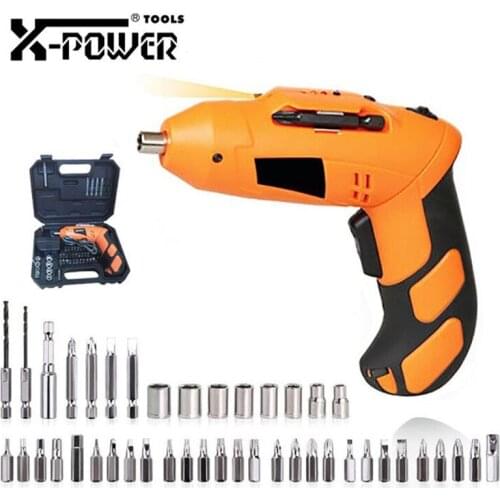 X-power 4.8V Mini Electric Screwdriver Set Rechargeable Battery Cordless Multifunction Tool Kit With 46 Accessories For Home DIY
