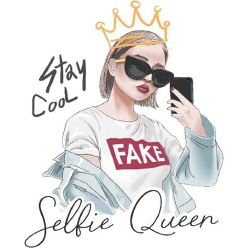 Patches 23CM Queen Apparel Accessories Diy Womens Clothing T-shirt Thermal Transfer Paper Sticker for Clothes Large Spare Parts