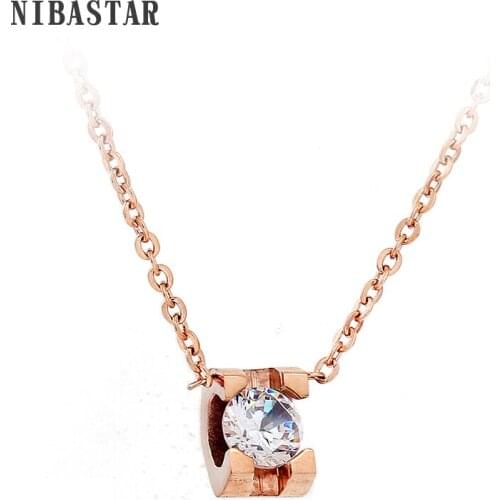 New arrival Rose Gold-Color 316L stainless steel fashion choker necklace women Crystal Zircon jewelry