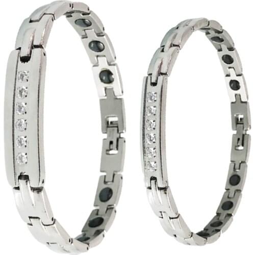 Couples Stainless Steel Wrist Bracelet Mens Health Care Therapy Magnetic Bangle Hand Chain Womens Armbanden Lovers Jewelry